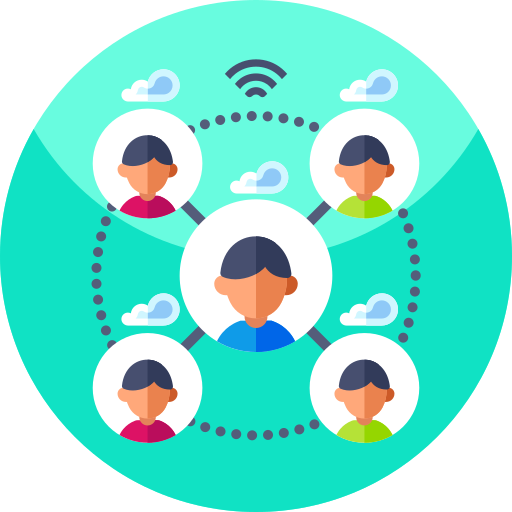 An icon image showing the connections made through social media.
