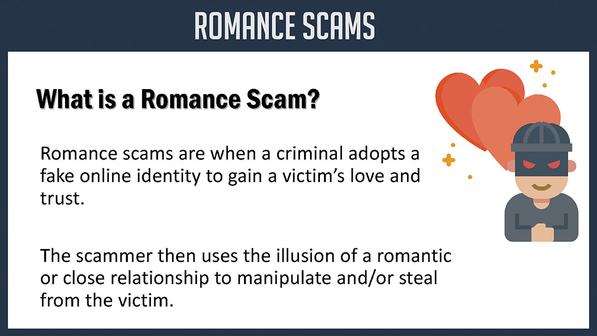 A thumbnail view of the Romance Scams webinar