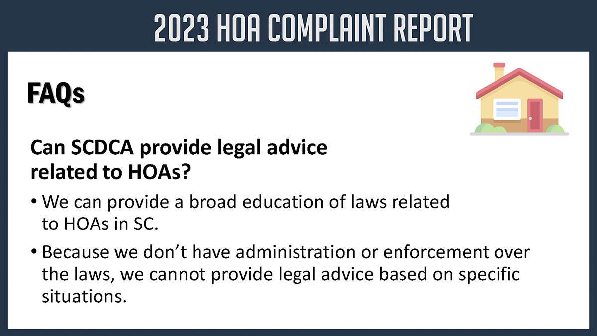 Thumbnail preview image of the SC Homeowners Association Complaint Report webinar